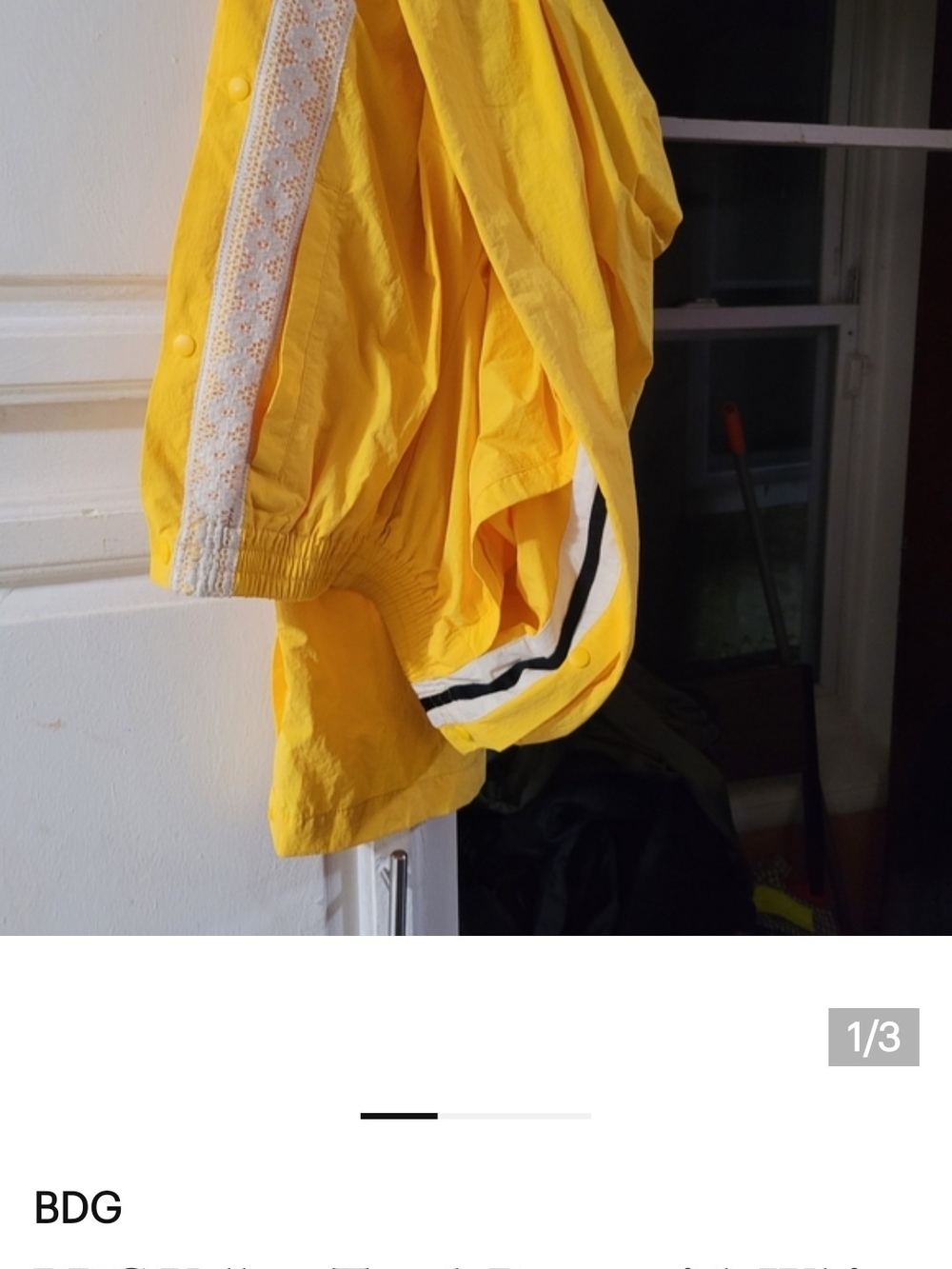 Yellow Track Pants with Lace Trim
